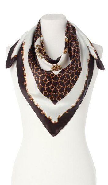 Šatka - Šál 90x90 Art White, Black, Multi -Colored