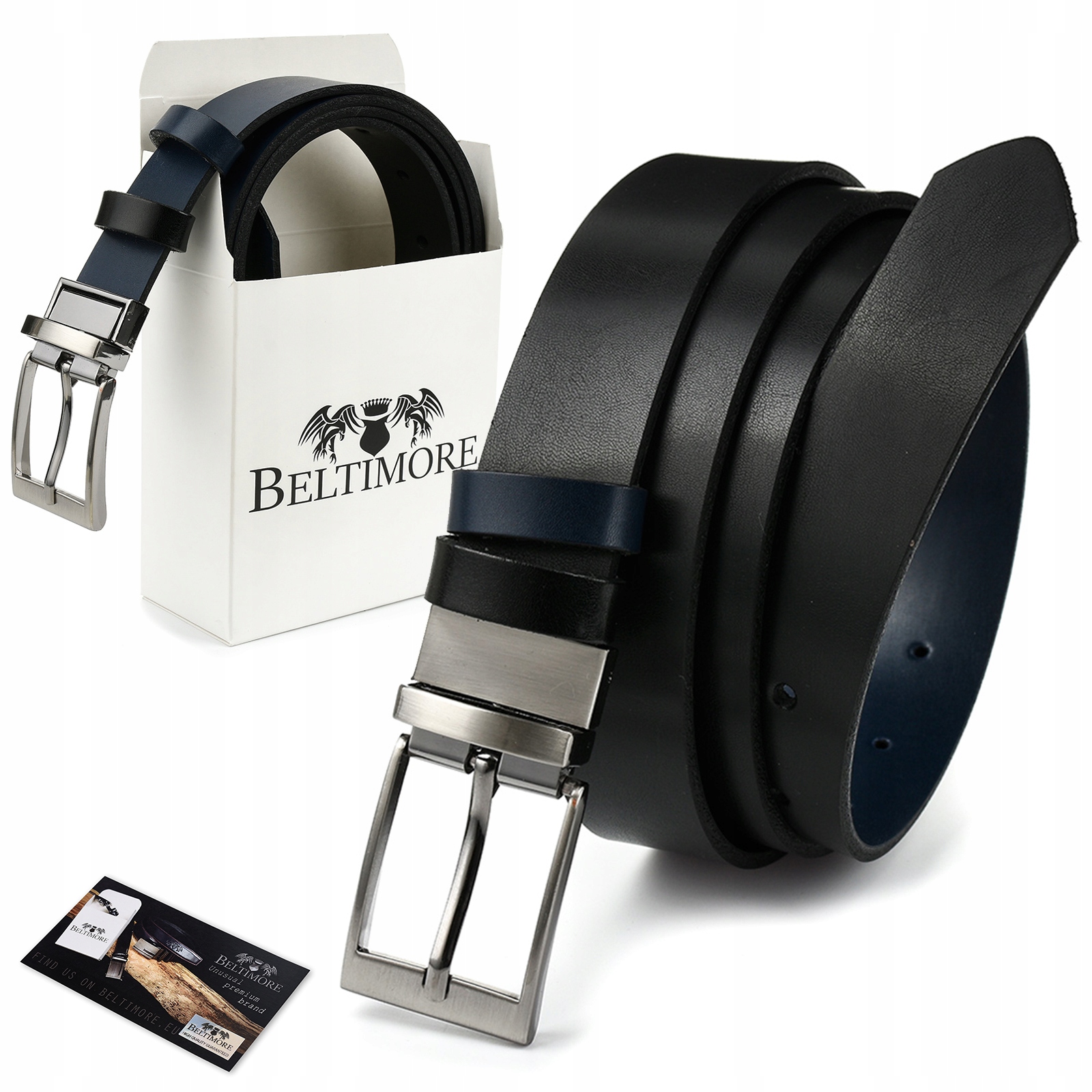 Opasok - Beltimore Black, Navy Blue Belt - mužský produkt