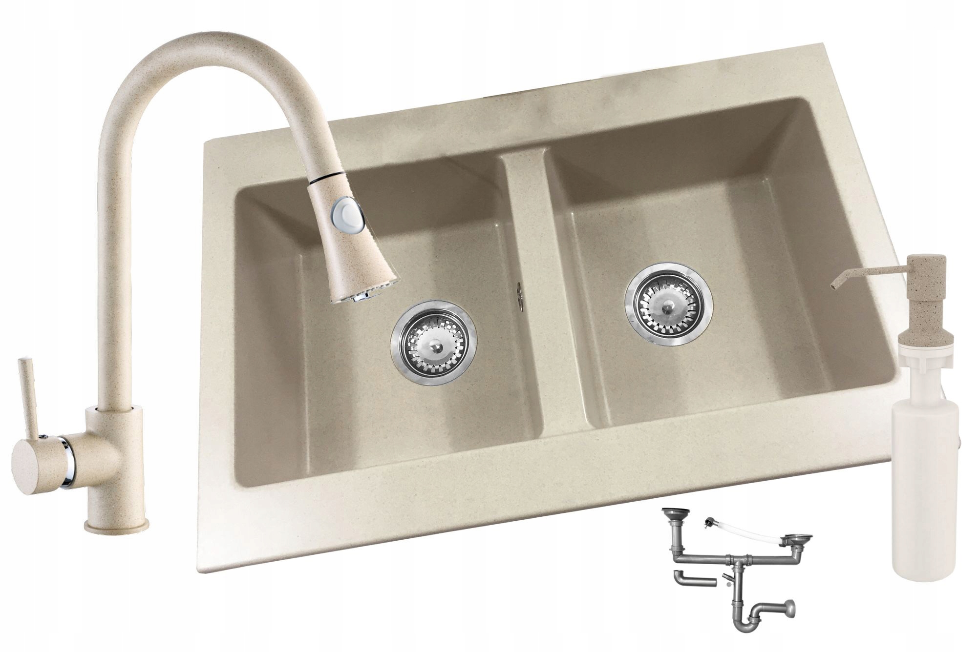 Kuchynská batéria - Dva -Chamber Granite Sink +Batéria +Dozer