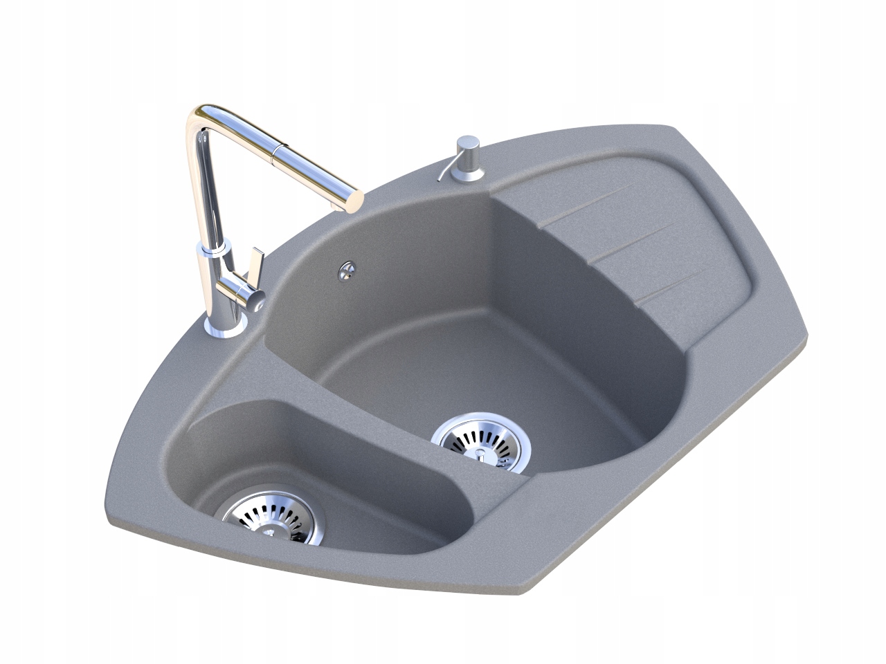 Kuchynská batéria - Granite Sink_naroży+ batéria_kuchinox ++